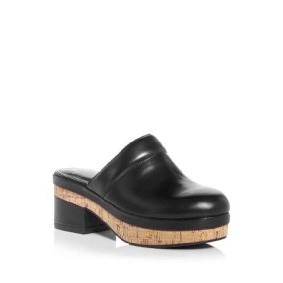 MARC FISHER LTD Shoes - MARC FISHER LTD Womens Black Beckett Almond Slip On Leather Clogs Shoes 7.5 M